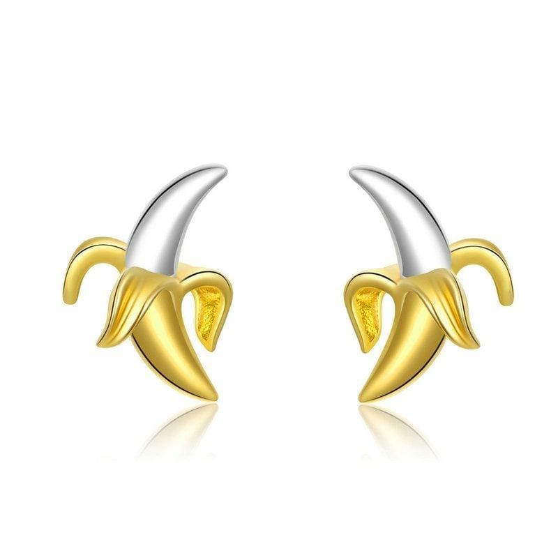 Two-Tone Banana Stud Earrings
