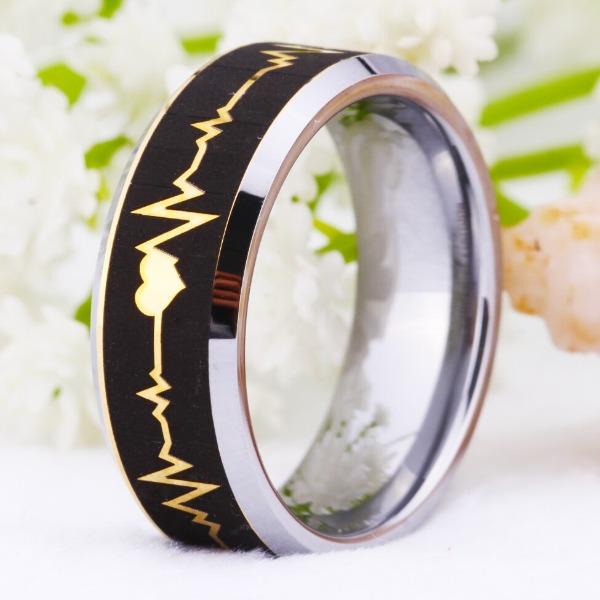 Gold and Black Heartbeat Ring