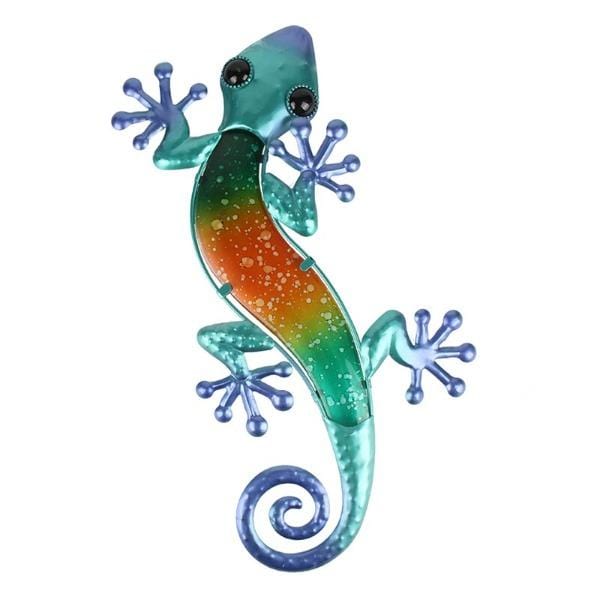 Metal Blue & Green Gecko Wall Art