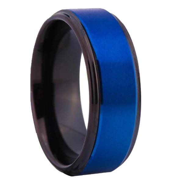 Tungsten Ring Blue and Black 