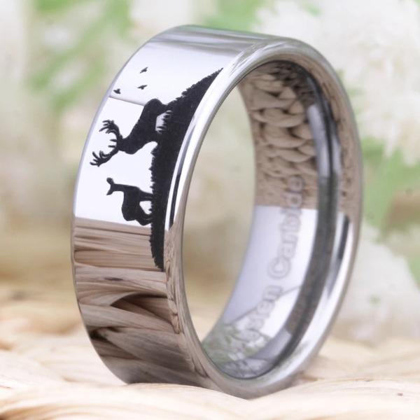Tungsten Silver Deer Ring