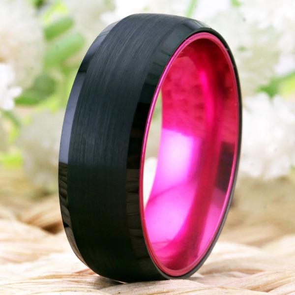 Black and Pink Wedding Ring