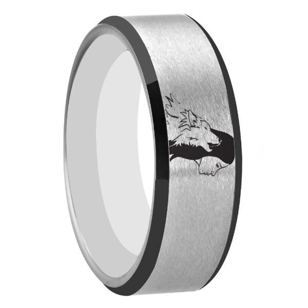 Silver Tungsten Wolf Girl Ring