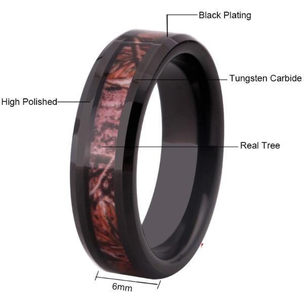6mm Tungsten Tree Inlay Wedding Bands