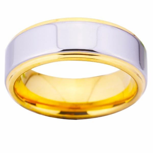 Silver and Gold Tungsten Wedding Band