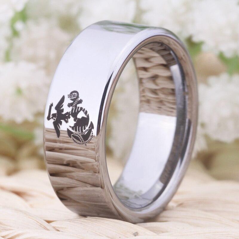 Silver Tungsten Mens Army Ring