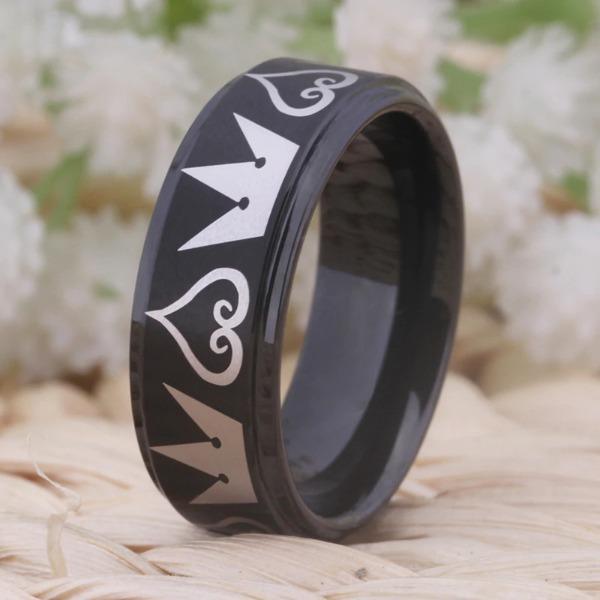 Tungsten 6mm Hearts and Crowns Wedding bands