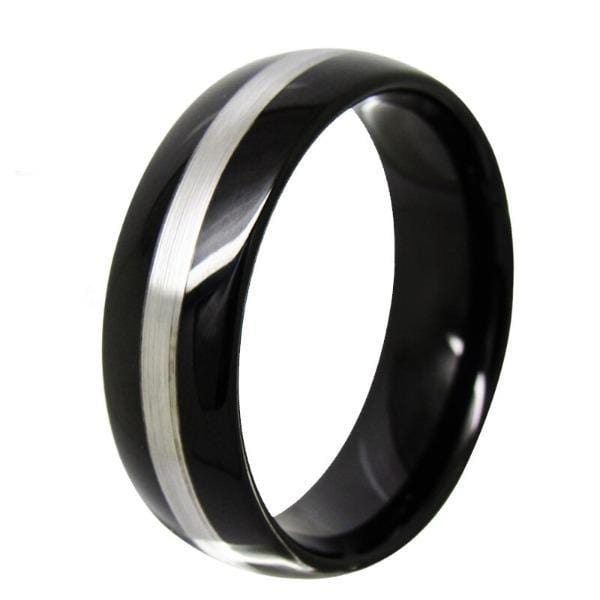 Tungsten 8mm Black Matte Line Ring