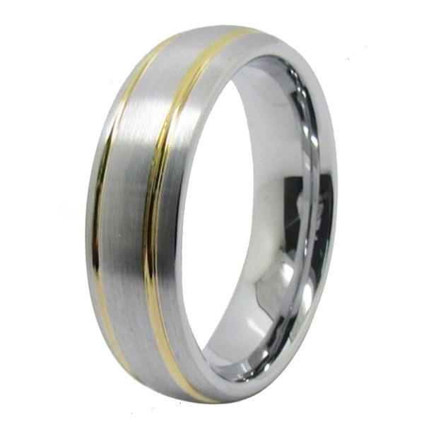 Tungsten 6mm Gold and Silver Wedding Bands
