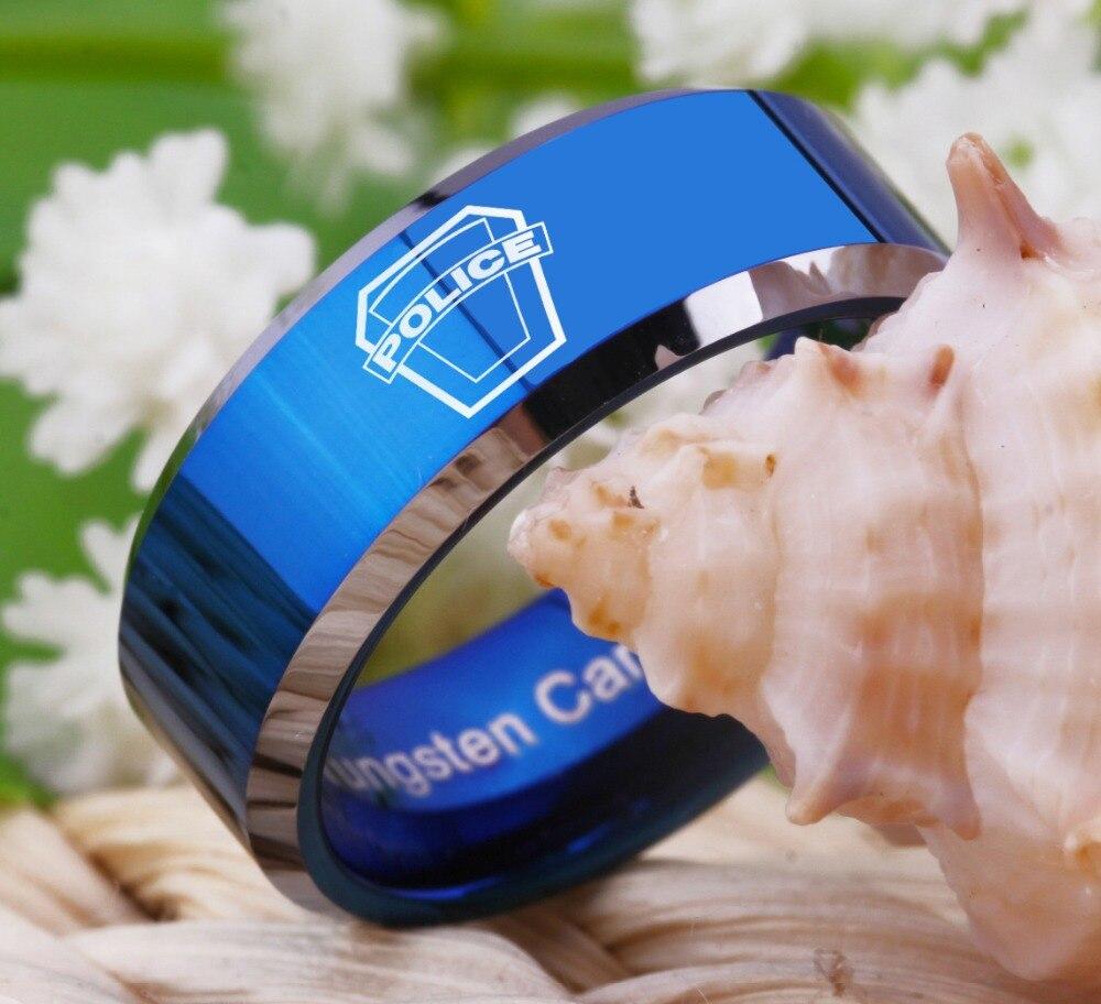 Tungsten Blue Police Ring
