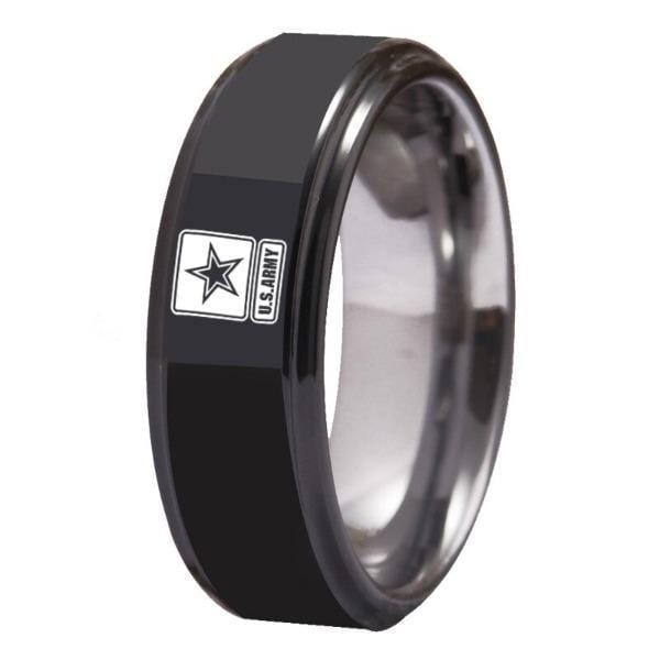 Tungsten Silver Military Ring