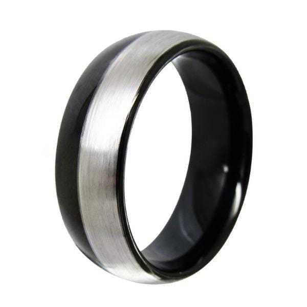 Tungsten Black and Silver Two Tone Matching Wedding Bands