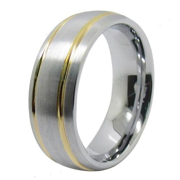 Tungsten 8mm Gold and Silver Wedding Bands