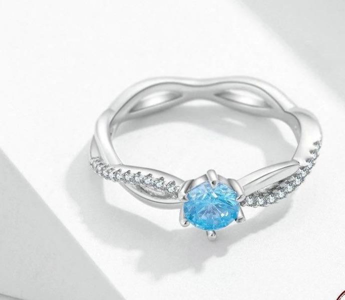 Silver Blue Engagement Ring