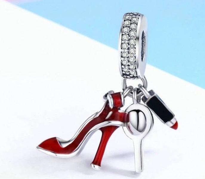 Silver and Red Shoe Charm