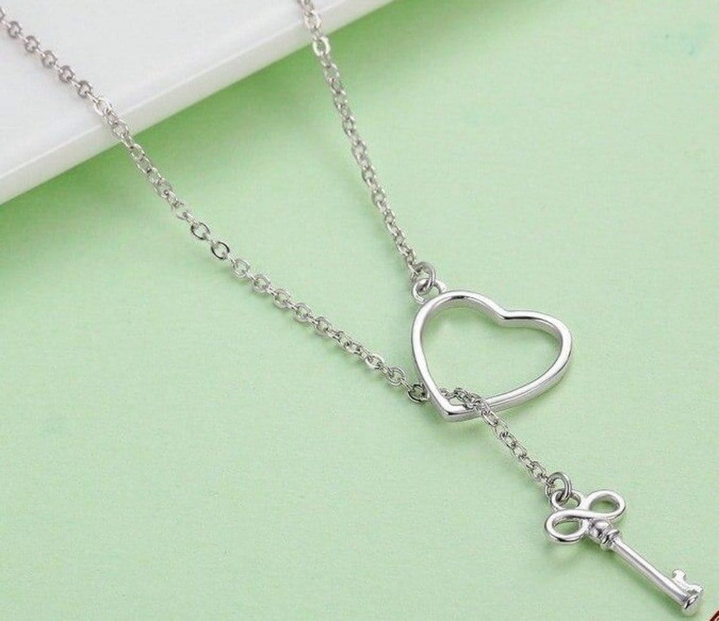 Sterling Silver Heart and Lock Necklace