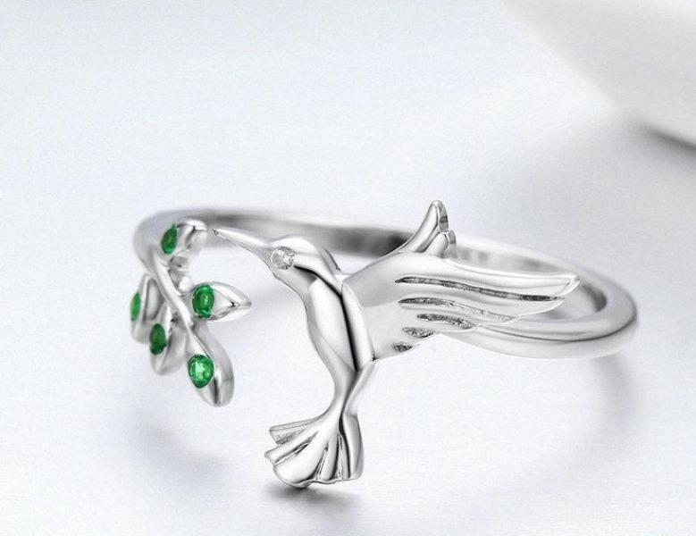 Silver Hummingbird Ring
