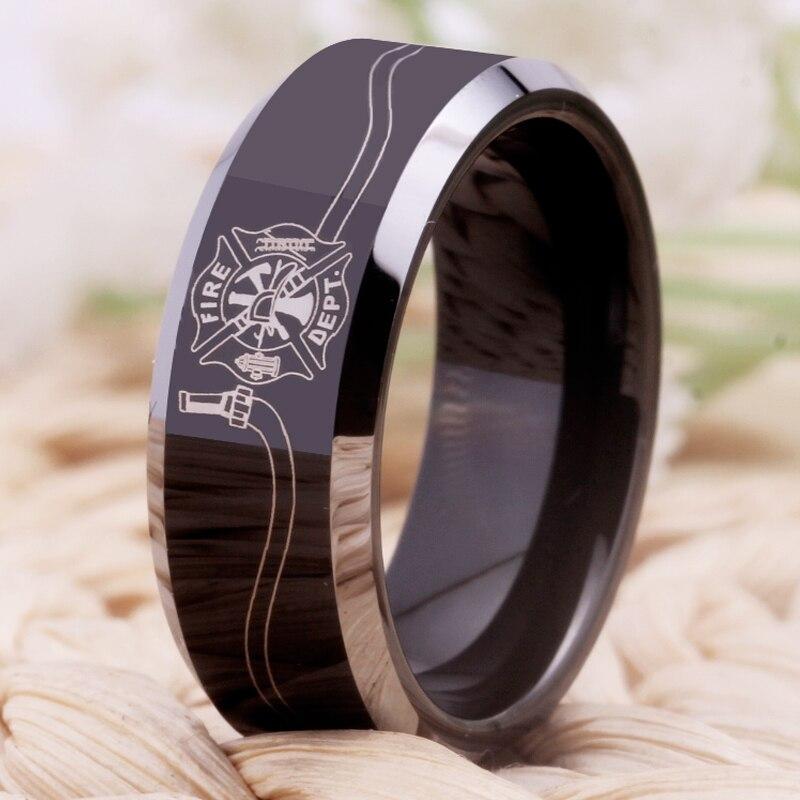 Tungsten Black Fire Department Ring