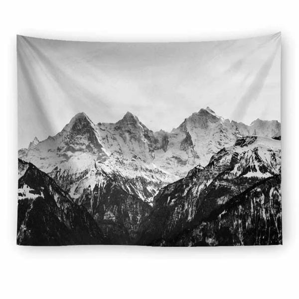 Black and White Mountain Tapestry Wall Hanging