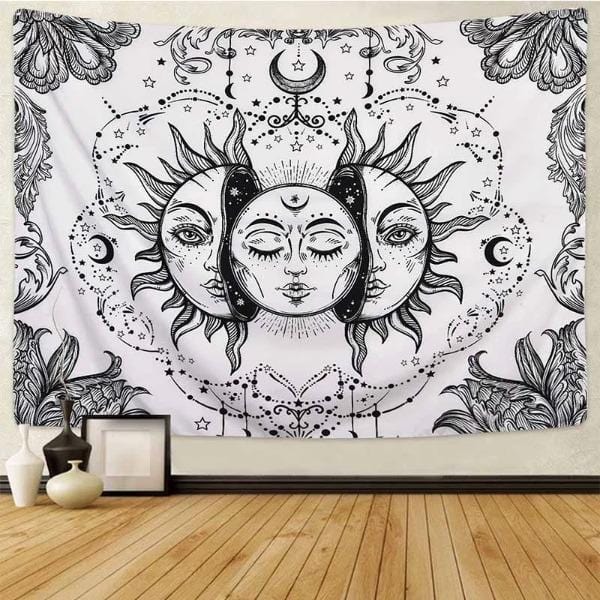 Indie Sun and Moon Tapestry Wall Hanging