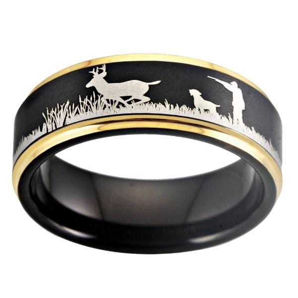 Tungsten Gold Deer Hunting Ring