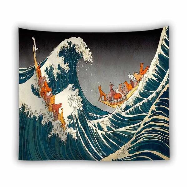 Surfing Animals Tapestry Wall Hanging
