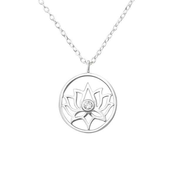 Silver Lotus Necklace Pendant