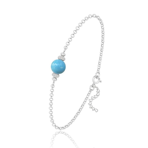 Silver Swarovski Crystal Turquoise Pearl Bracelet