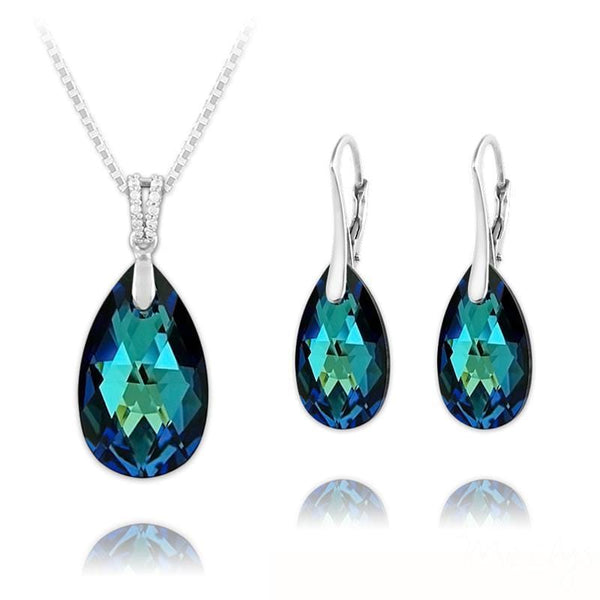 Swarovski Crystal Bermuda Blue Earrings & Necklace Jewellery Set