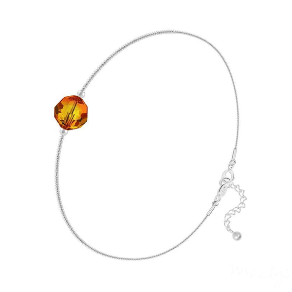 Silver Fire Opal Snake Chain Crystal Bracelet