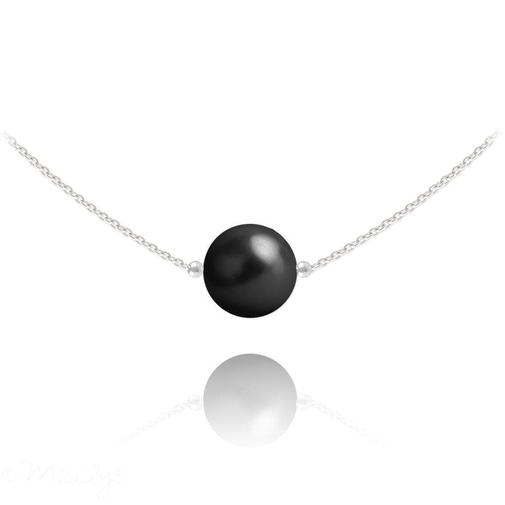 Swarovski Crystal Mystic Black Pearl Silver Choker Necklace