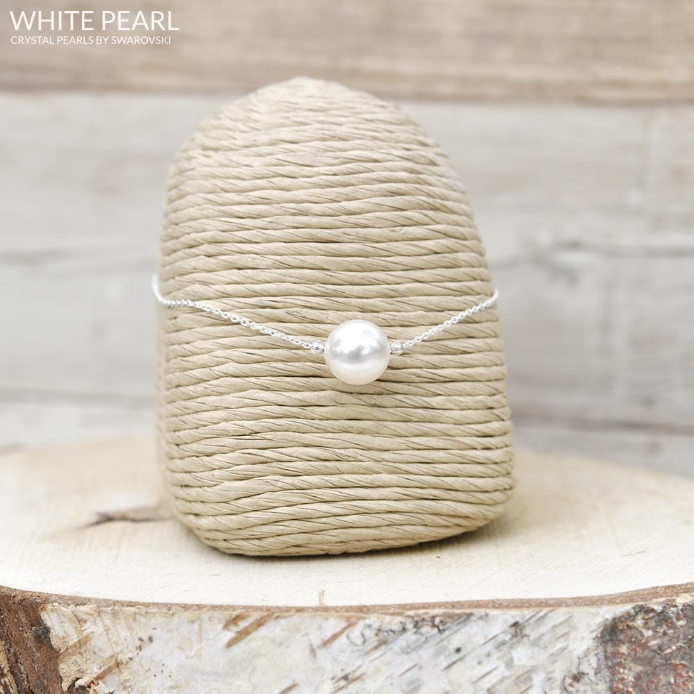 Swarovski Crystal White Pearl Silver Choker Necklace