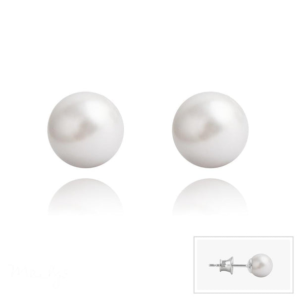 Swarovski Crystal white Pearl Silver Stud Earrings