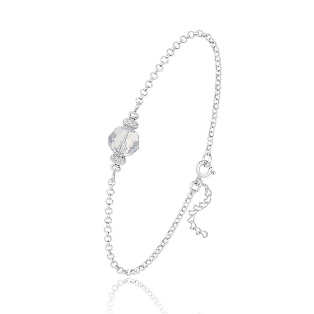 Silver White Opal Swarovski Crystal 8 mm Pearls Bracelet