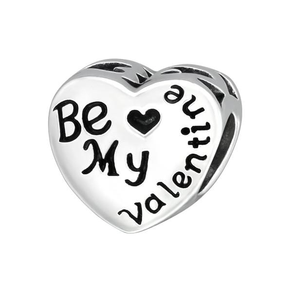 Silver Heart Be My Valentine Charm Bead