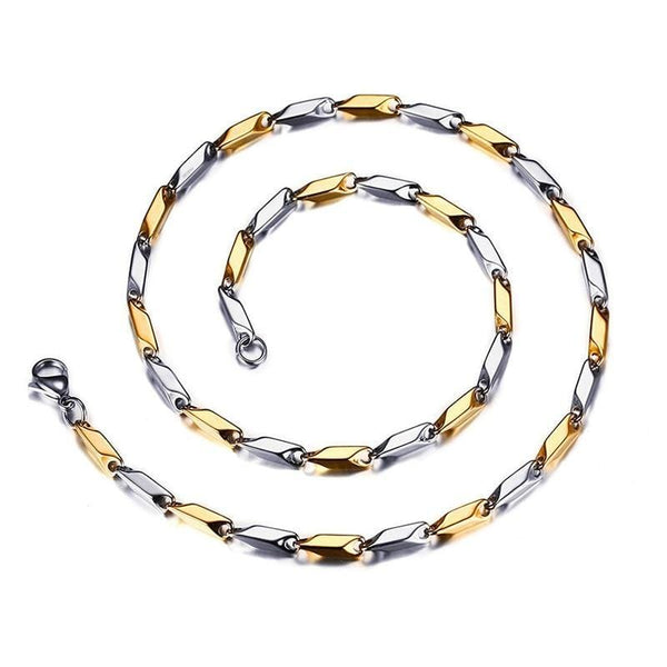 Stainless Steel Mens Gold and Silver Chain Necklace