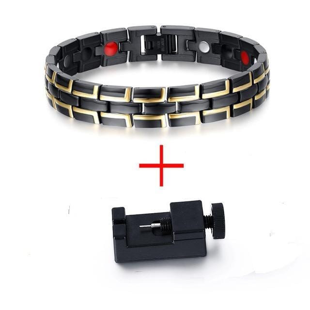  Black and Gold Tone Magnetic Link Bracelet
