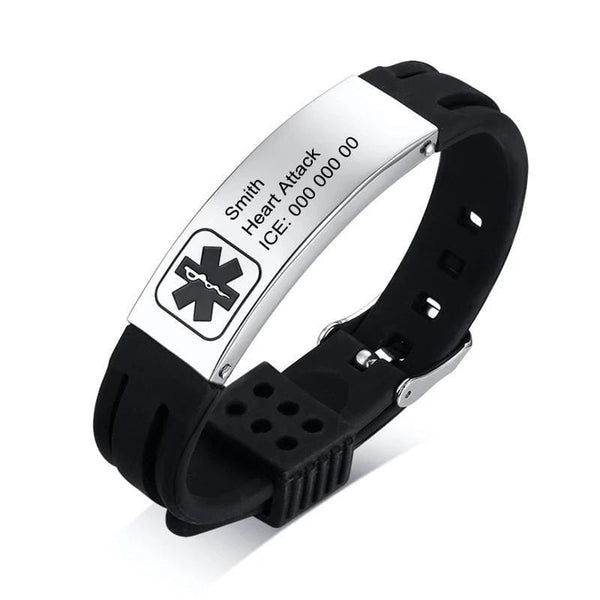 Custom Engraved Silicone Adjustable Medical Alert Bracelet