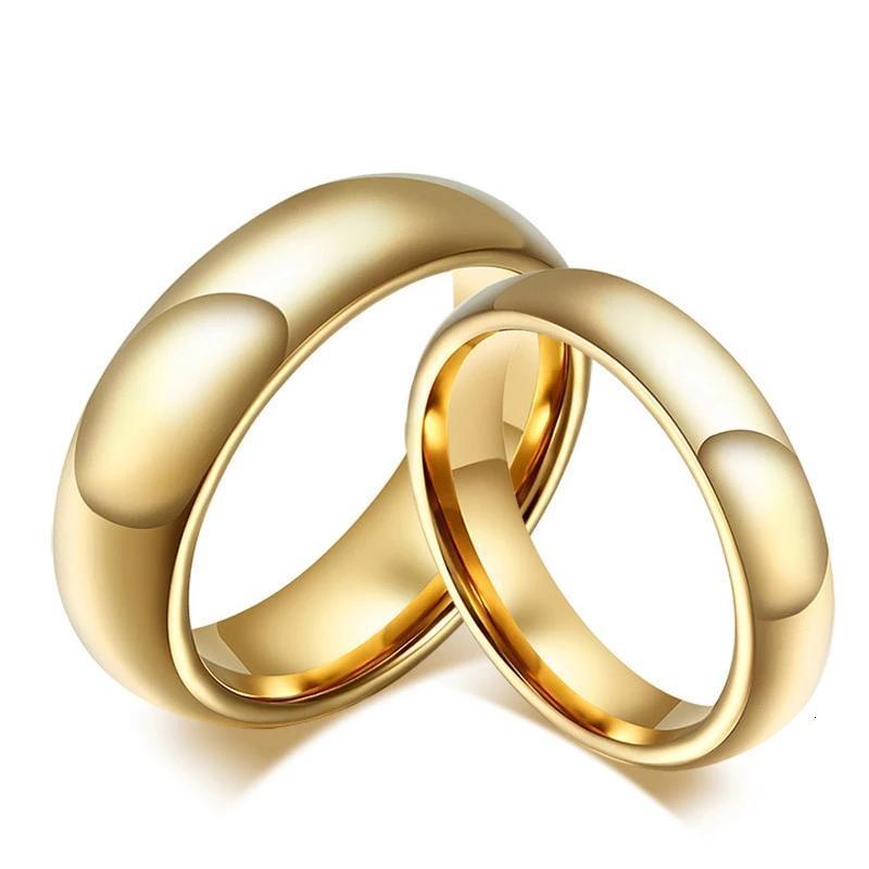 Tungsten Carbide Gold Wedding Rings for Couples
