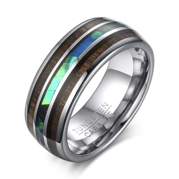 Shell and Wood Tungsten Carbide Ring