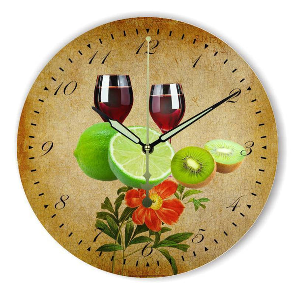Large Vintage Wine and Fruits Wall Clock