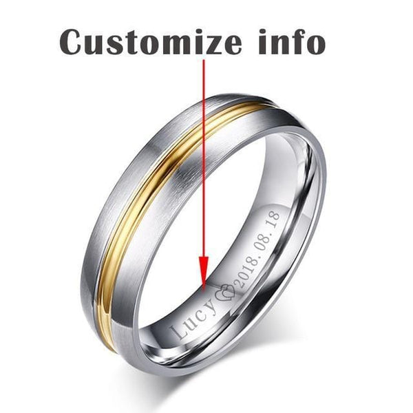 Two-Tone Crystal Personalize Men Wedding Band