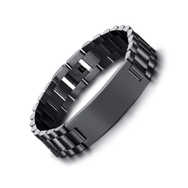 Black Customisable Stainless Steel Bracelet