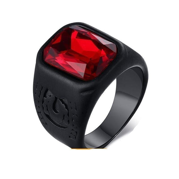 Black and Red Punk Mens Ring
