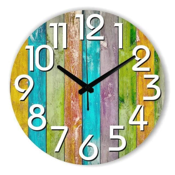 Multicoloured Retro Rainbow Wall Clock