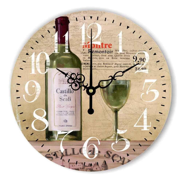 Large Glass and Wine Silent Wall Clock