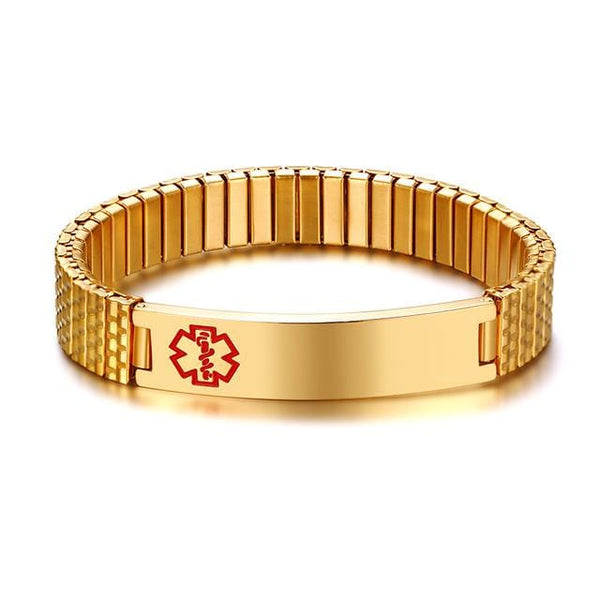 Custom Engraved Gold Medical Alert ID Bracelet