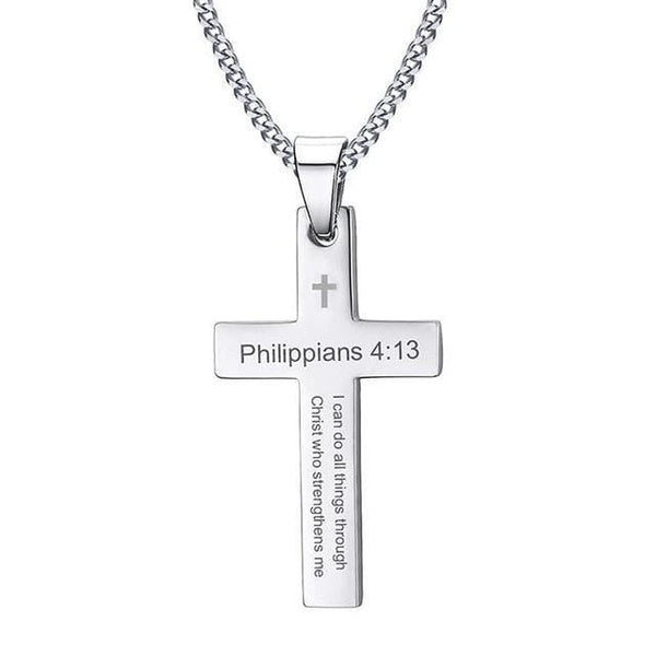 Philippians Silver Cross Pendant for Men