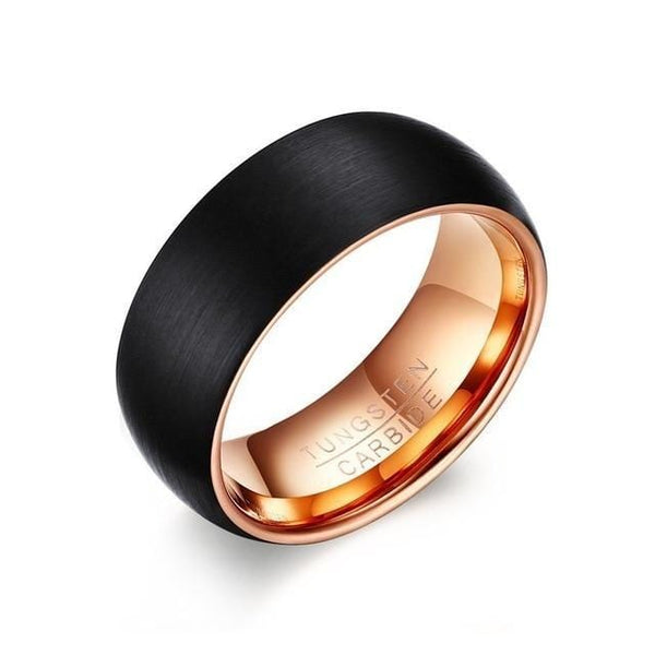 Tungsten Carbide Black Rose Gold Wedding Ring for Men