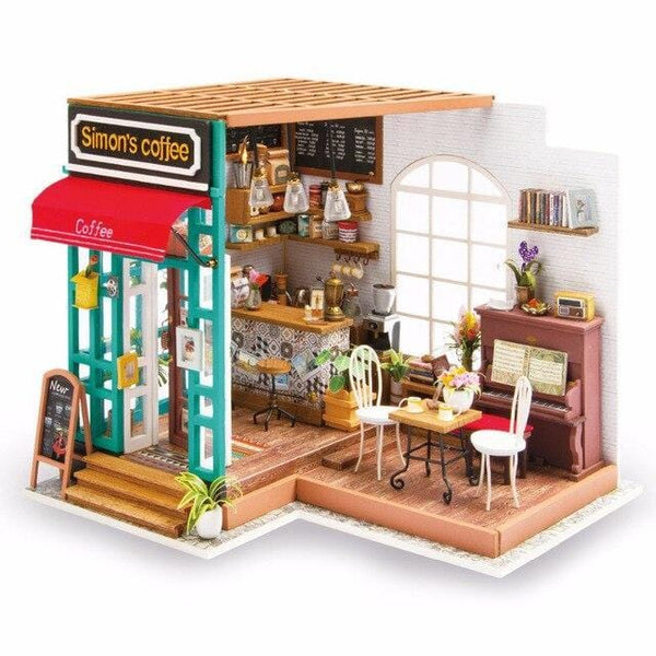 Coffee Bar wooden Doll House with Furniture